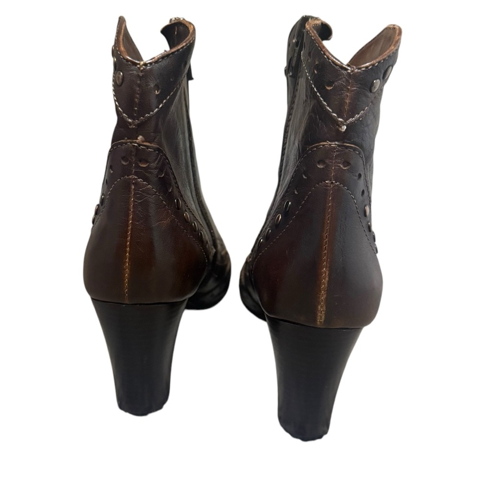 Sesto Meucci Brown Leather Italian Western Style Retro Ankle Boot Womens 7.5 - Picture 4 of 9